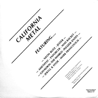 link to back sleeve of 'California Metal' compilation LP from 1985