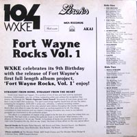 link to back sleeve of 'Fort Wayne Rocks Volume 1' compilation LP from 1985