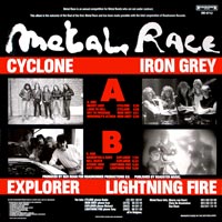 link to back sleeve of 'Metal Race' compilation LP from 1986