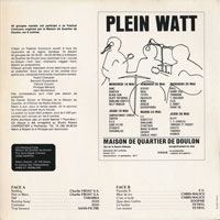 link to back sleeve of 'Plein Watt' compilation LP from 1983
