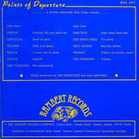 link to back sleeve of 'Points Of Departure' compilation LP from 1984