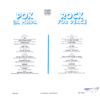 link to back sleeve of 'Rock For Peace' compilation LP from 1987