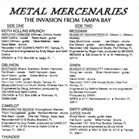 link to back sleeve of 'Tampa Bay's Metal Mercenaries: The Invasion' compilation MC from 1988