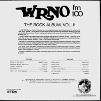 link to back sleeve of 'WRNO FM 100: The Rock Album, Vol. II' compilation LP from 1982