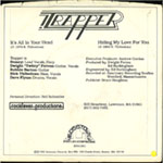 Trapper - Hiding My Love For You / It’s All In Your Head back of single