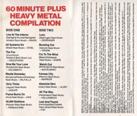 link to back sleeve of '60 Minute Plus Heavy Metal Compilation' compilation MC from 1982