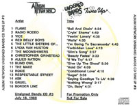 link to back sleeve of 'The Album Network Unsigned Bands CD Tune Up #3' compilation CD from 1988