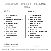 link to back sleeve of 'Break Out: German Metal Tracks No. 1' compilation LP from 1985