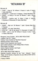 link to back sleeve of 'Metalmania '89' compilation MC from 1989
