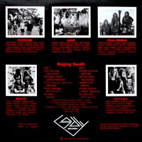 link to back sleeve of 'Raging Death' compilation LP from 1987