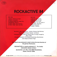 link to back sleeve of 'Rockactive 84' compilation LP from 1984