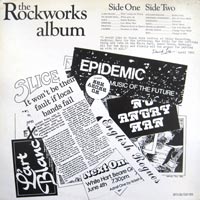 link to back sleeve of 'The Rockworks Album' compilation LP from 1982
