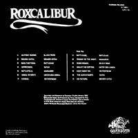 link to back sleeve of 'Roxcalibur' compilation LP from 1982