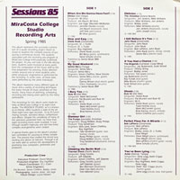 link to back sleeve of 'Sessions '85: Miracosta College Studio Recording Arts' compilation LP from 1985