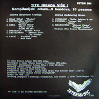 link to back sleeve of 'Tito Nikada Više!' compilation LP from 1992
