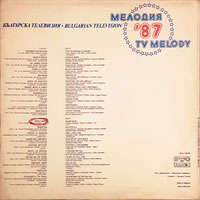 link to back sleeve of 'TV Melody '87' compilation LP from 1988