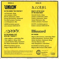link to back sleeve of 'Union, Bronx, Accryl, Blizzard' compilation 7inch EP from 1986