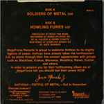 Anthrax - Soldiers Of Metal / Howling Furies back of single
