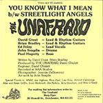 Unafraid - Streetlight Angels / You Know What I Mean
 back of single